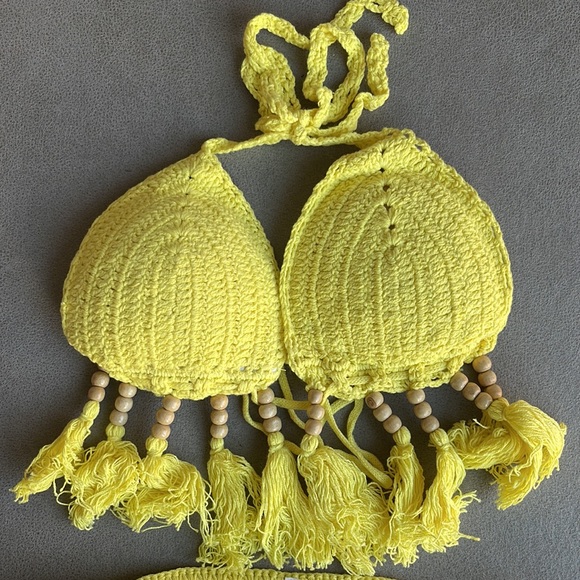 Yellow Two Piece Crochet Bikini - Picture 6 of 10